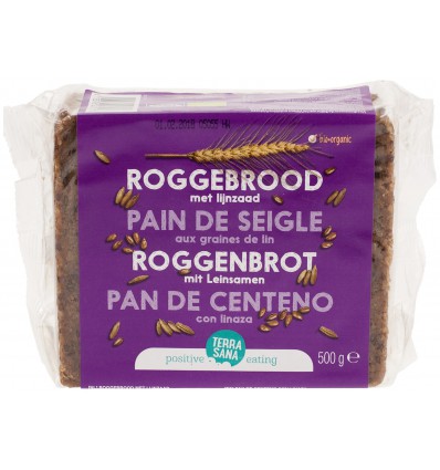 Roggebrood Terrasana lijnzaad biologisch 500 gram kopen