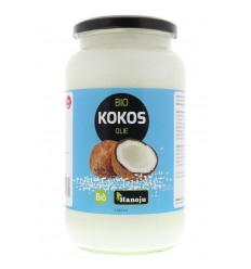 Hanoju Kokosolie virgin glasfles biologisch 1 liter