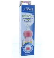 Dr Brown's Options+ overgangsfles smalle hals roze 250 ml