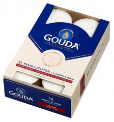 Gouda Maxi waxinelicht 10 uur wit 12 stuks | Superfoodstore.nl