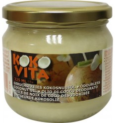 Kokovita kokosolie geurloos in glas biologisch 325 ml
