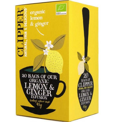 Thee Clipper Lemon & ginger tea 20 zakjes kopen