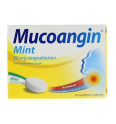 Mucoangin Mint suikervrij 20 mg 18 zuigtabletten