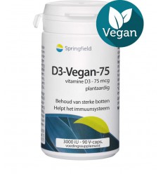 Vitamine D Springfield D3-Vegan-75 vitamine D3 75 mcg 90 vcaps