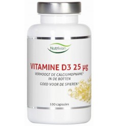 Nutrivian Vitamine D3 25 mcg 100 capsules | Superfoodstore.nl