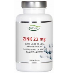 Nutrivian Zink methionine 22 mg 100 tabletten |