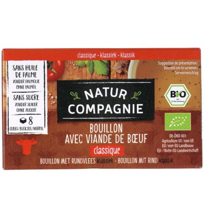 Bouillon & Aroma Natur Compagnie Rundvleesbouillon blokjes biologisch 8 stuks kopen