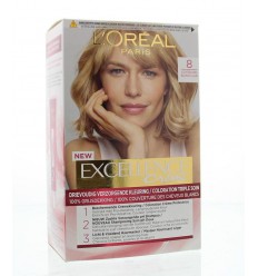 Loreal Excellence 8 lichtblond 1 set | Superfoodstore.nl