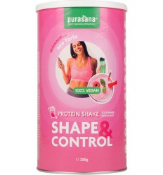 Purasana Shape & control proteine shake aardbei/framboos 350 gram