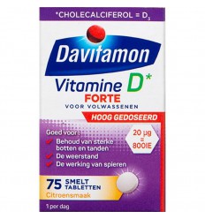 Davitamon D3 Forte smelttablet 75 tabletten | Superfoodstore.nl