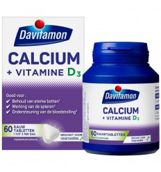 Davitamon Calcium & D3 mint 60 kauwtabletten | Superfoodstore.nl