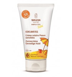 Zonnebrand Weleda Edelweiss zonnecreme gevoelige huid SPF50 50