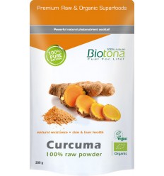 Biotona Curcuma raw powder 200 gram | Superfoodstore.nl