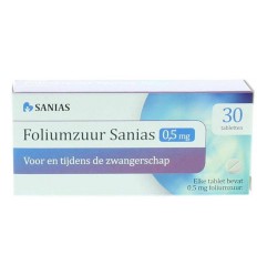 Zwangerschap Sanias Foliumzuur 0.5 mg 30 tabletten kopen