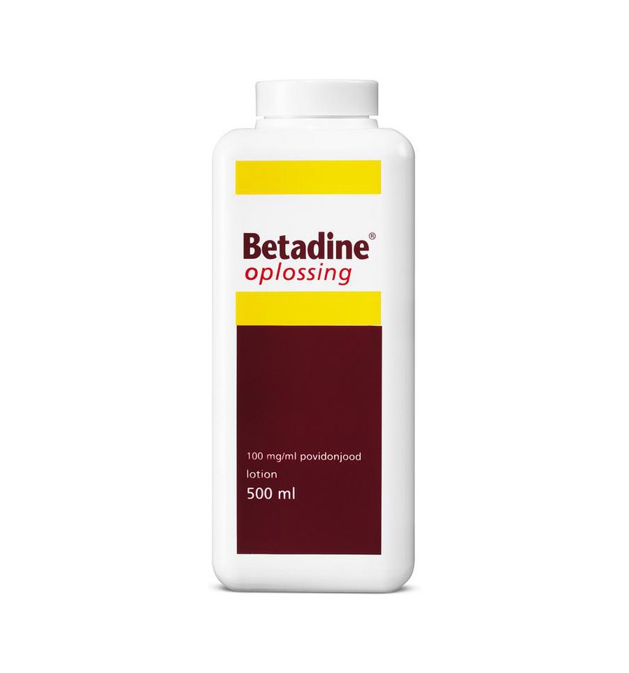 Naleving van Rechtzetten Vernederen Betadine Jodium oplossing 100 mg/ml 500 ml kopen?