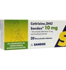 Hooikoorts Sandoz Cetirizine 10 mg 30 tabletten kopen
