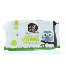 Pure Beginnings Biodegradable baby wipes aloe 64 stuks