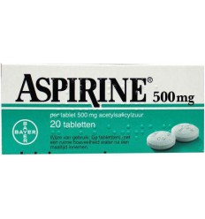 Aspirine Acetylsalicylzuur 500 mg 20 tabletten