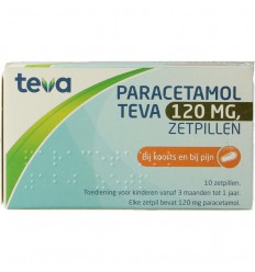 Teva Paracetamol 120 mg 10 zetpillen
