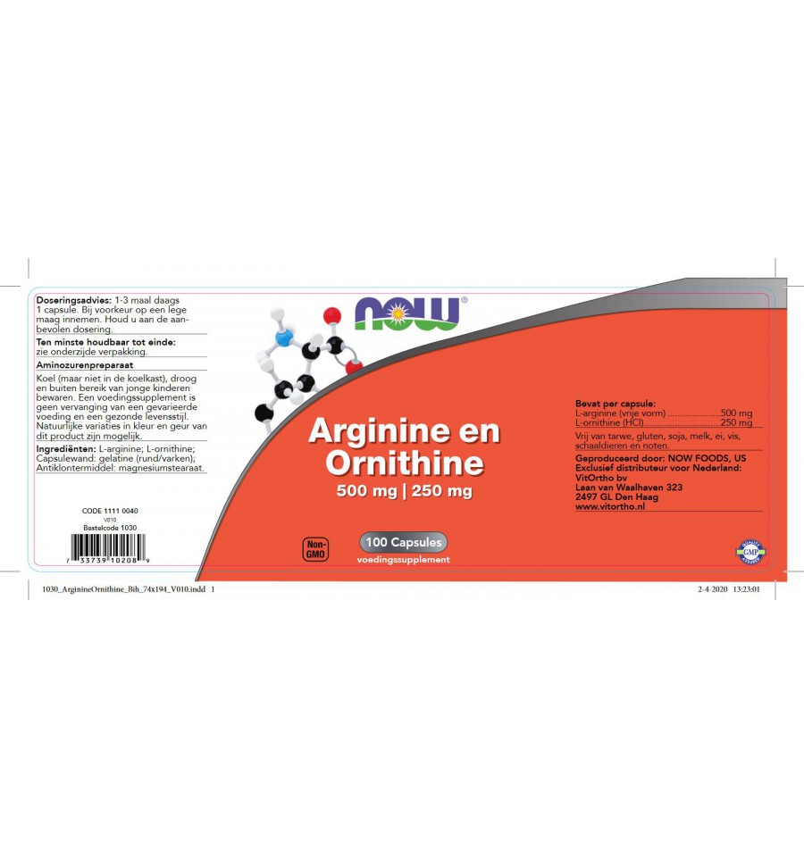Arginine & Ornithine mg 100 capsules kopen?