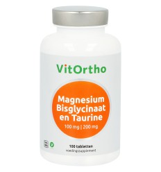 VitOrtho Magnesium bisglycinaat 100 mg en taurine 200 mg 100 tabletten