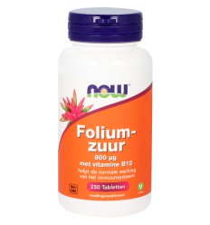 NOW Foliumzuur 800 mcg 250 tabletten