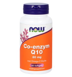 NOW Co-enzym Q10 60 mg met omega-3 visolie 60 softgels