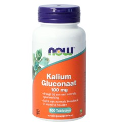 NOW Kalium gluconaat 100 mg 100 tabletten