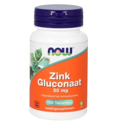 NOW Zink gluconaat 50 mg 100 tabletten