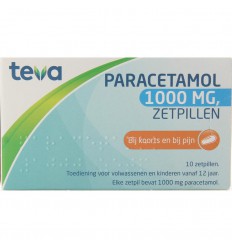 Teva Paracetamol 1000 mg 10 zetpillen