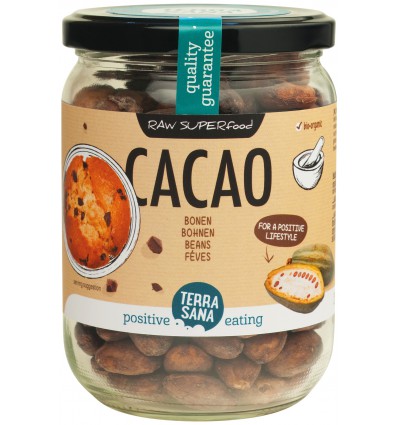 Cacaobonen Terrasana Raw cacao bonen in glas biologisch 250 gram kopen