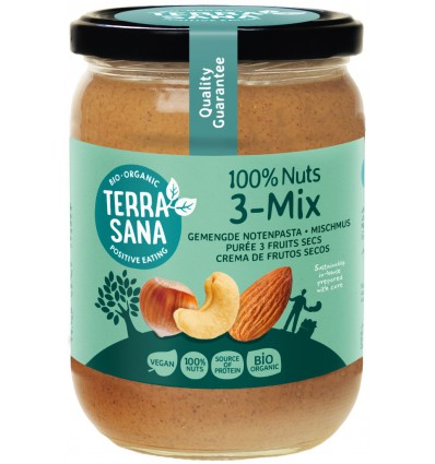 Gemengde Notenpasta Terrasana 3 Mix notenpasta zonder pinda biologisch 500 gram kopen