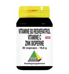 SNP NMN Resveratrol gebufferde vit C zink biologischperine 30