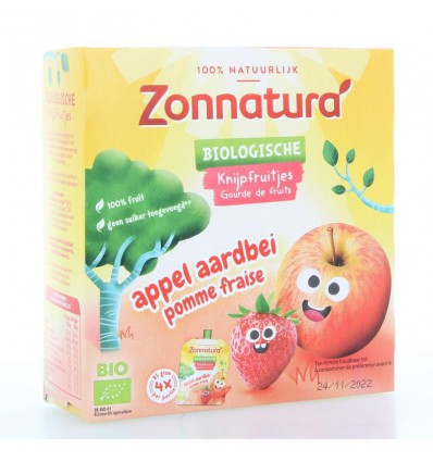 Natuurvoeding Zonnatura Knijpfruit appel/aardbei biologisch 4 stuks kopen