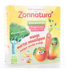 Zonnatura Knijpfruit groente mango/wortel/sinas 4 stuks