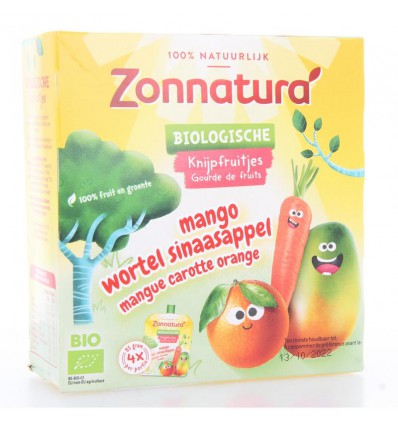 Natuurvoeding Zonnatura Knijpfruit groente mango/wortel/sinas biologisch 4 stuks kopen