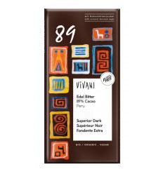 Vivani Chocolade puur superieur 89% Peru 80 gram
