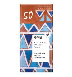 Vivani Chocolade melk donker 50% Panama 80 gram