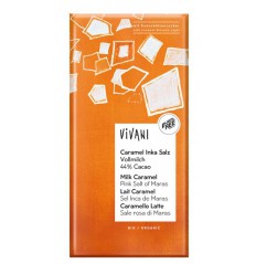 Vivani Chocolade melk caramel pink salt of Maras biologisch 80