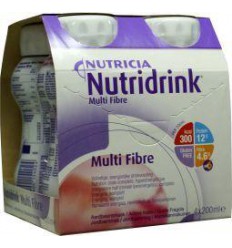 Nutridrink Multi fibre aardbei 200 ml 4 stuks