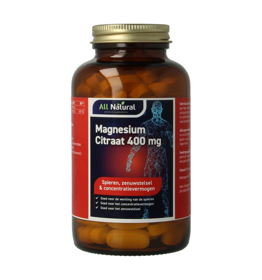 Natural Magnesium citraat 200 mg element 120 tabletten