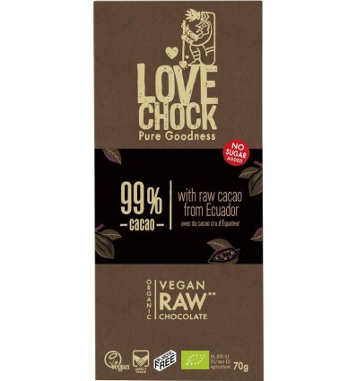 superfoodstore.nl | Lovechock Extreme dark 99% pure biologisch 70 gram
