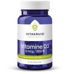 Vitakruid Vitamine D3 5 mcg 250 tabletten