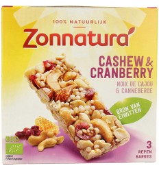 Zonnatura notenreep cashew cranberry zon 75 g