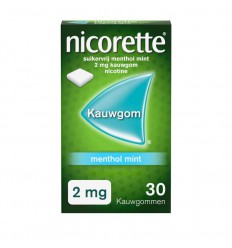 Nicorette Kauwgom 2 mg menthol mint 30 stuks