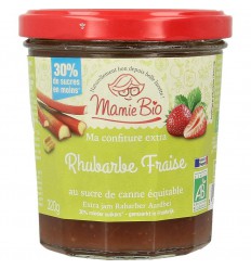 Mamie Bio Extra jam rabarber aardbei320 gram