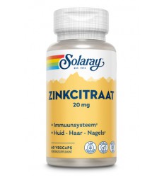 Solaray Zink citraat 20 mg 60 vcaps