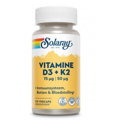 Solaray Vitamine D3 & K2 120 vcaps