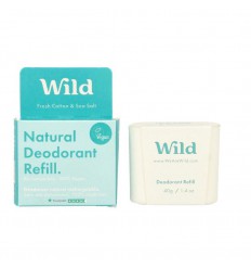 Wild Natural deodorant fresh cotton & sea salt refill 40 gram